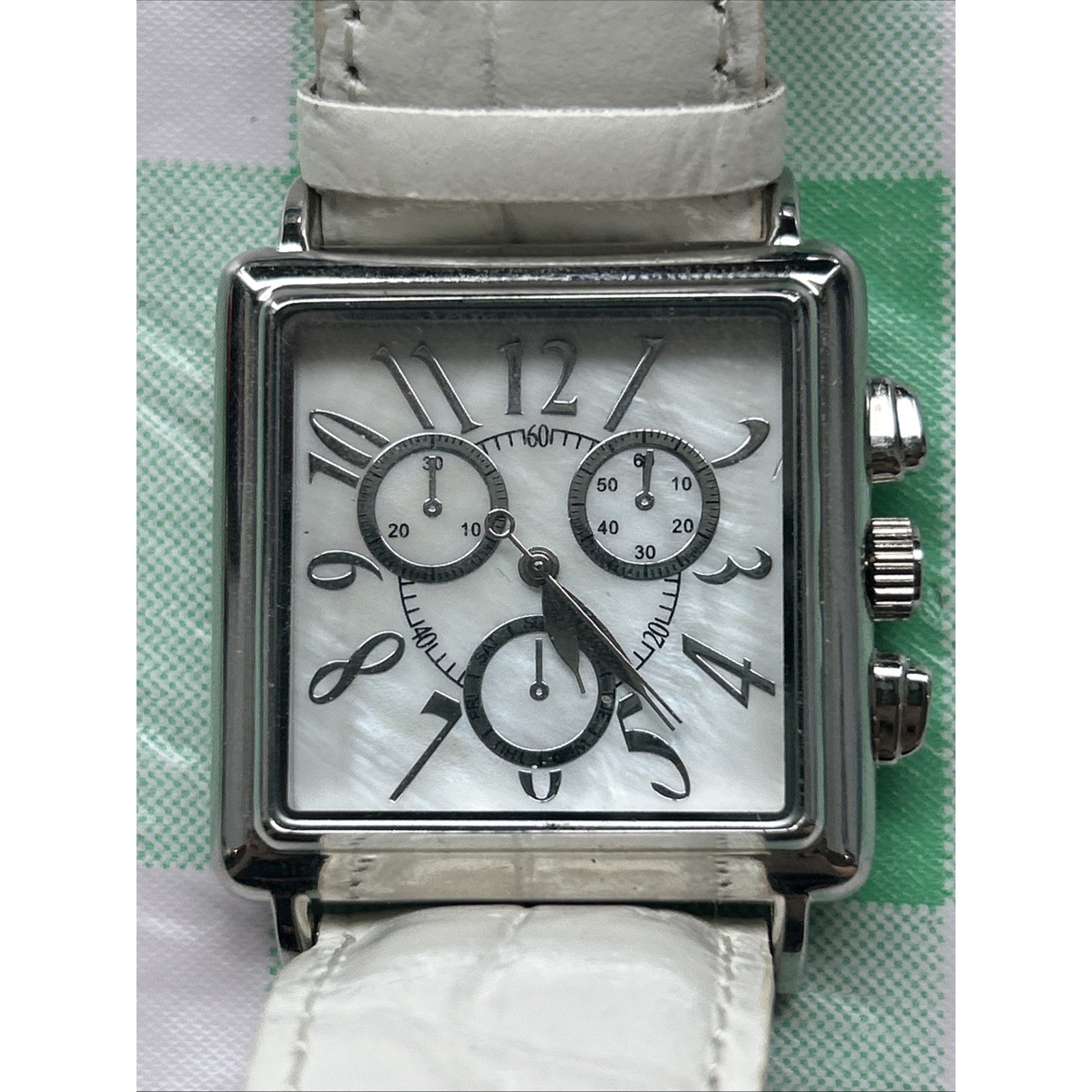 Silver Tone Mother Of Pearl Dial Quartz Watch